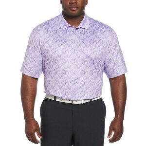 PGA tour purple floral Pro Series athletic wicking polo golf shirt mens XL
